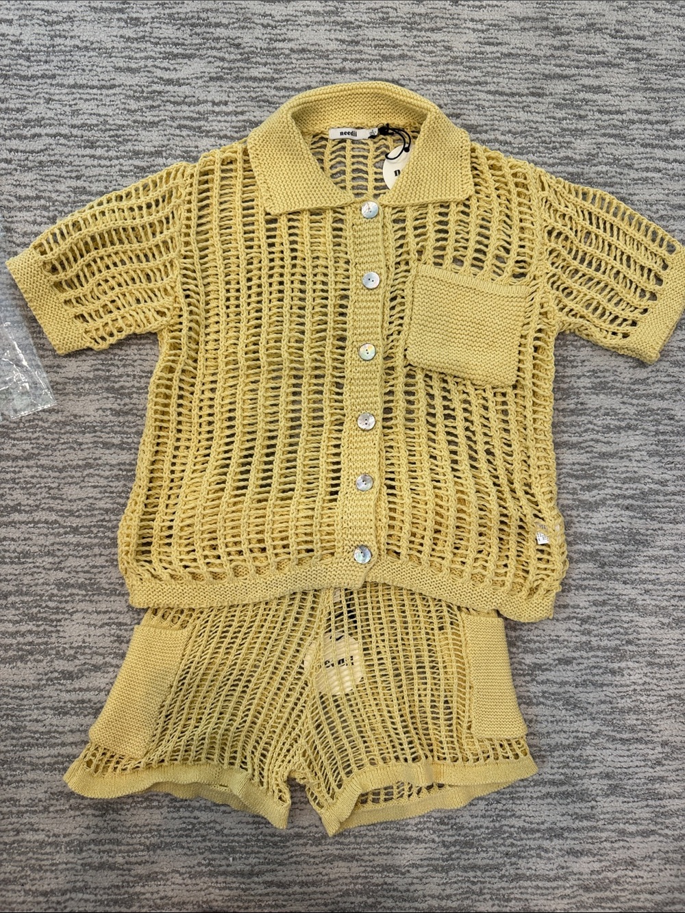 Lightweight Yellow Knit Short Set - Women's Shorts